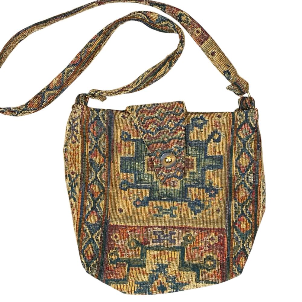 Vintage Orvis Tapestry Purse Bag Crossbody USA Made Boho - Picture 3 of 9
